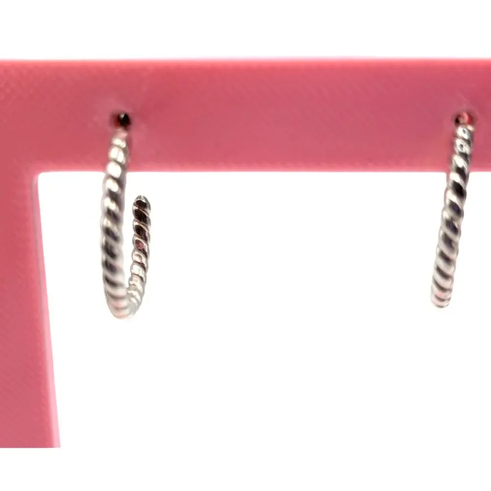 Sterling Silver 3 Pair Twisted Rope Hoop Earrings Mixed Sizes Post Back Set